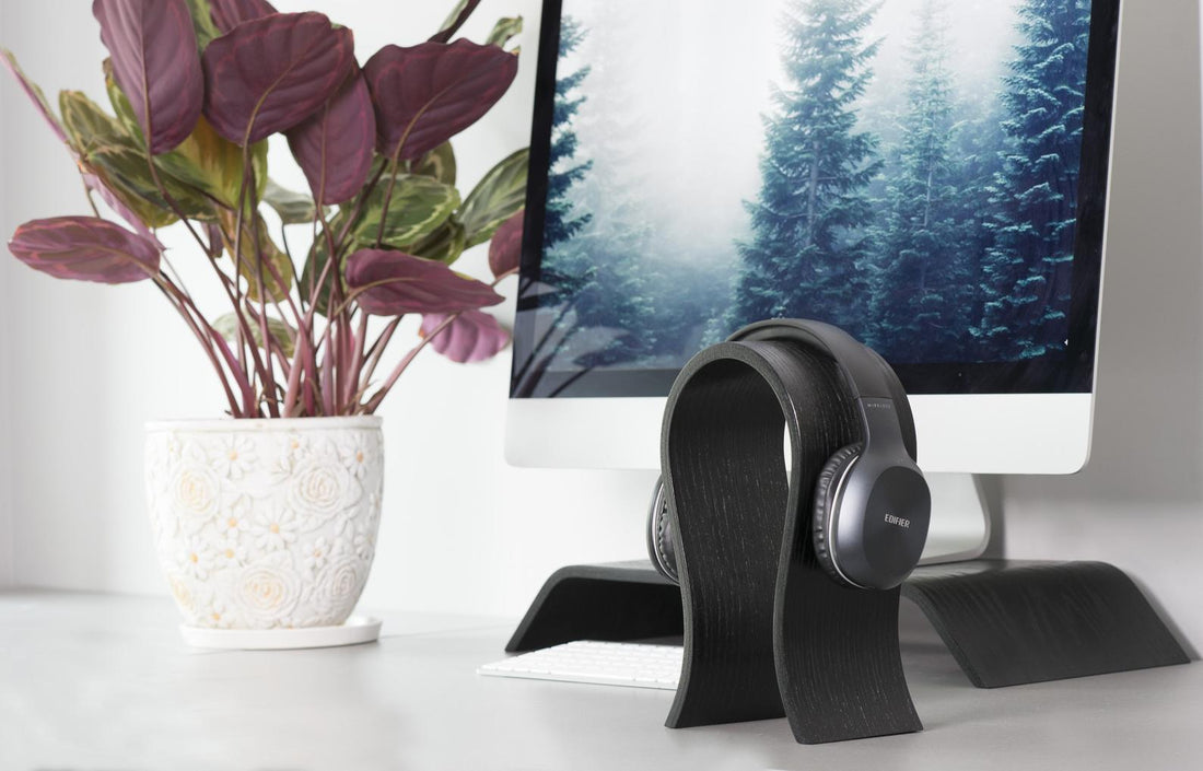 Support de casque audio en bois - Noir