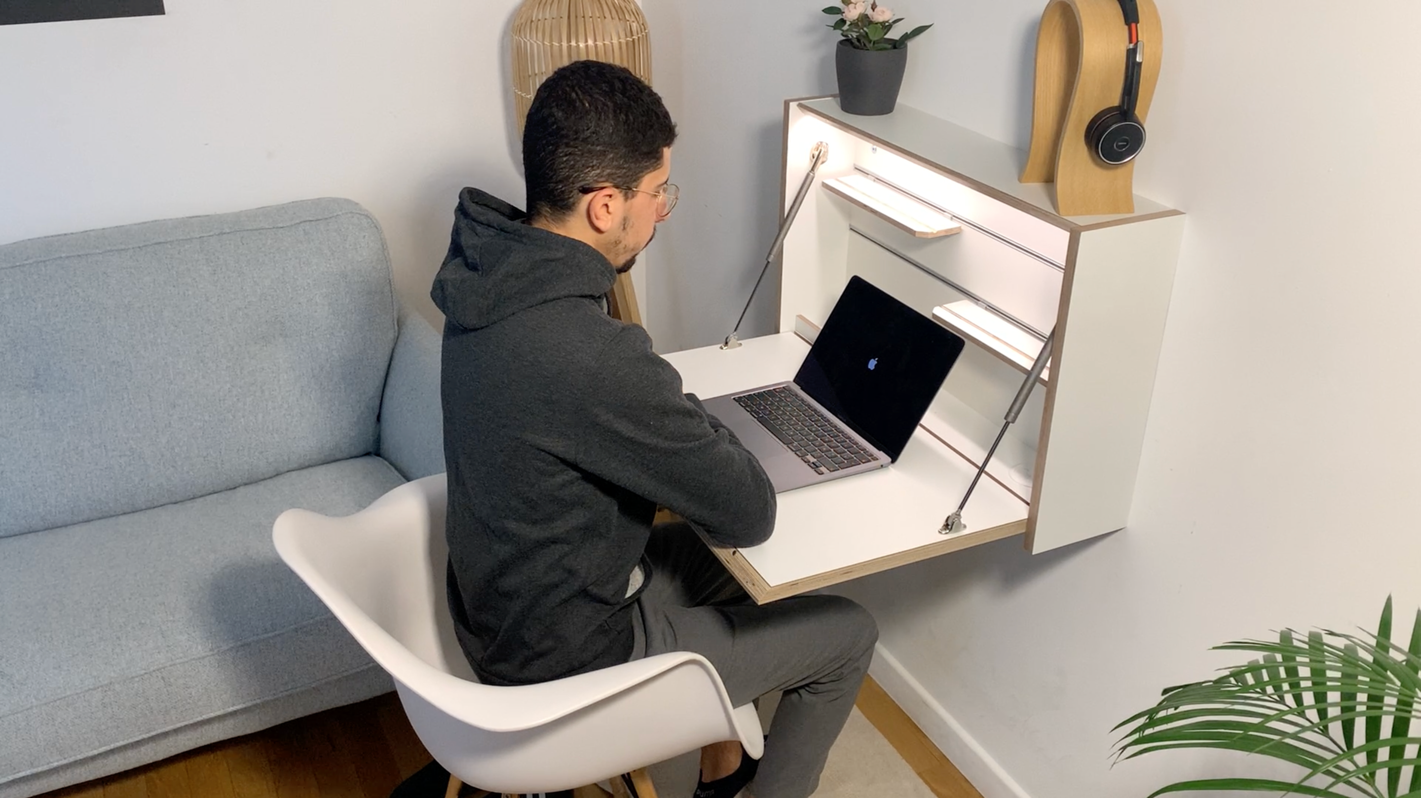 bureau mural rabattable bois de bouleau