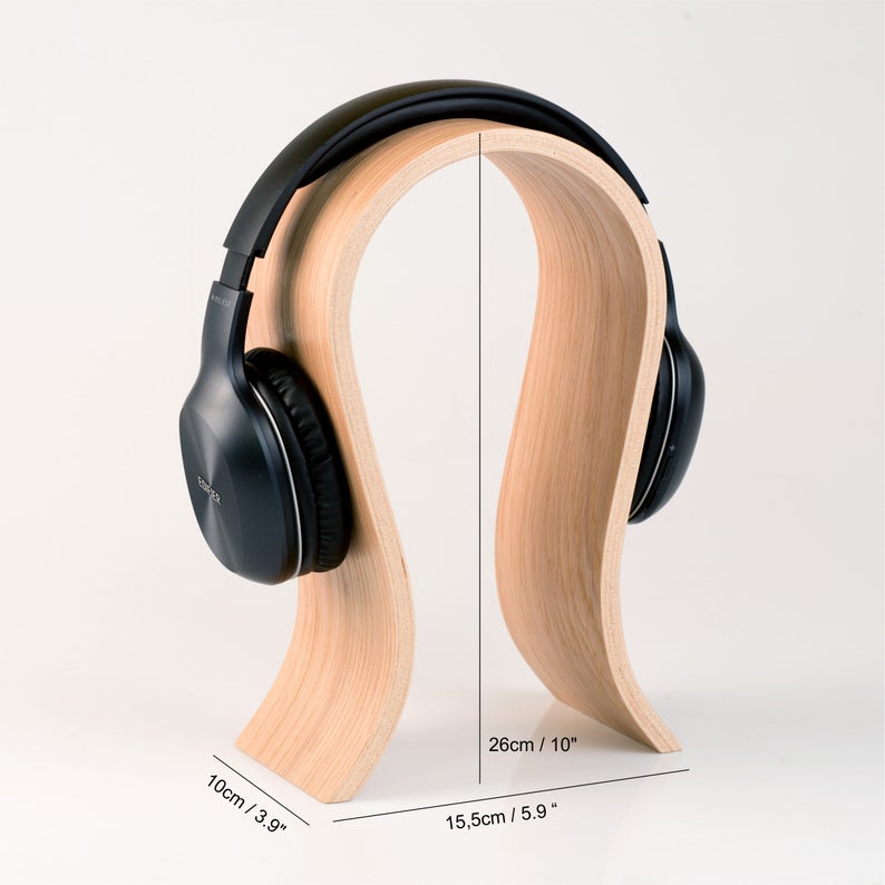 Support de casque audio en bois - Blanc
