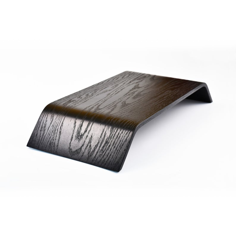 Support d'écran d'ordinateur en bois - Noir