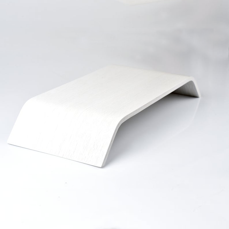 Support d'écran d'ordinateur en bois - Blanc