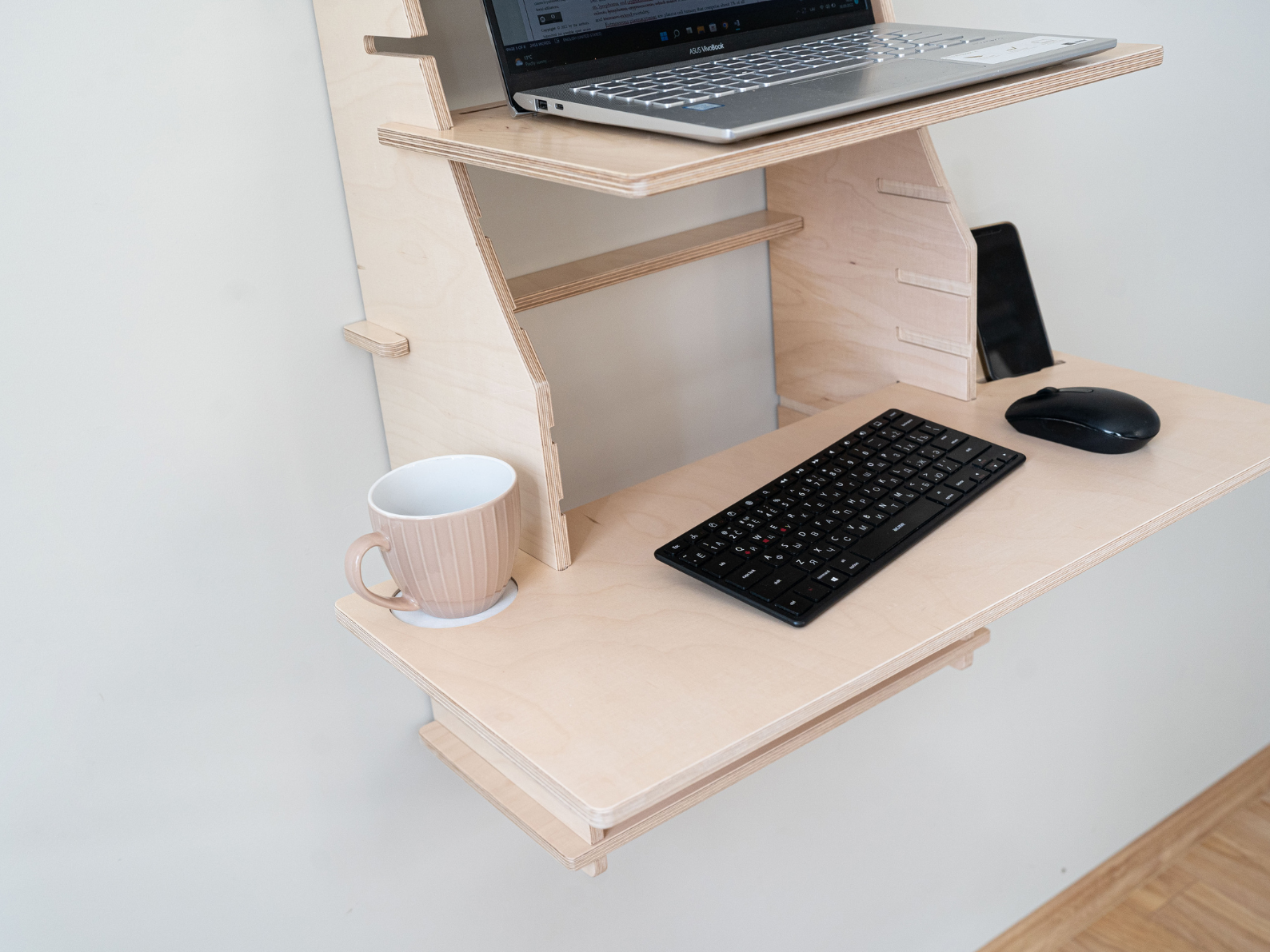 Easy Desk - Petit - Bureau mural en bois de bouleau