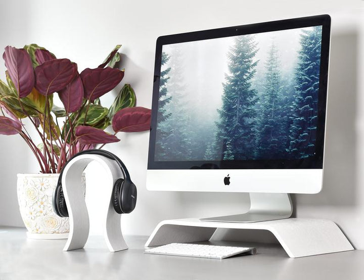 Support de casque audio en bois - Blanc