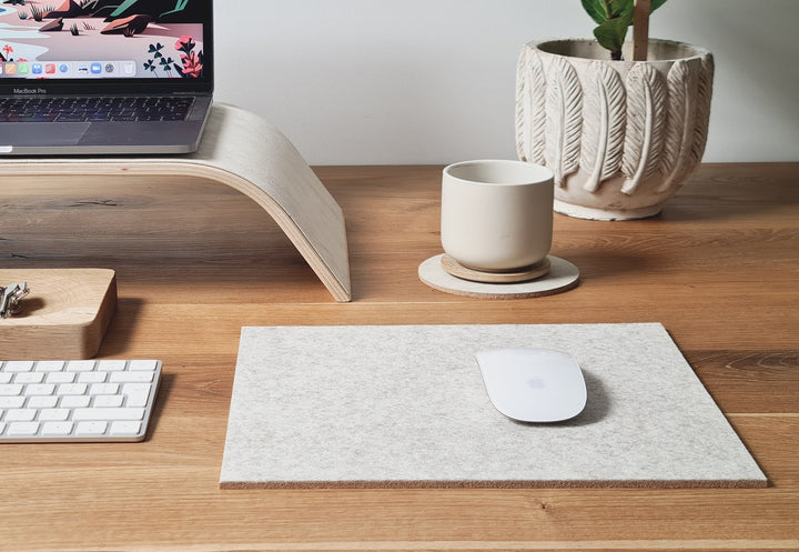 Petit tapis de souris - Feutre de laine Beige