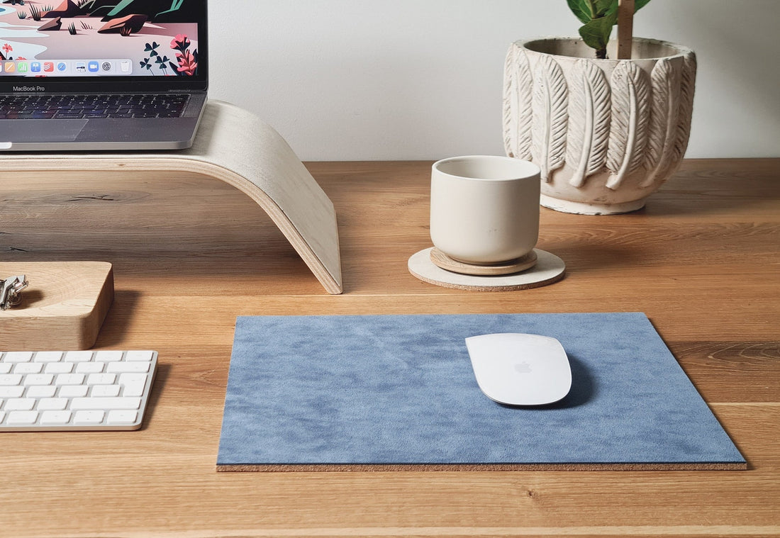 Petit tapis de souris - Alcantara bleu