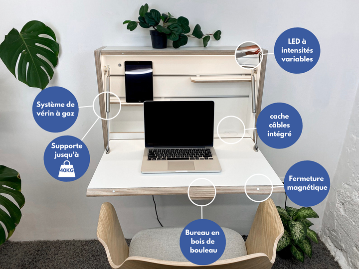 Bureau mural escamotable Compact Desk – pliable, gain de place